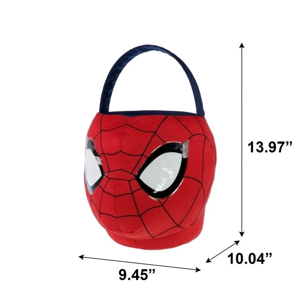 Marvel Spiderman Plush Basket Red Blue Superhero Halloween Easter Candy Pail NWT